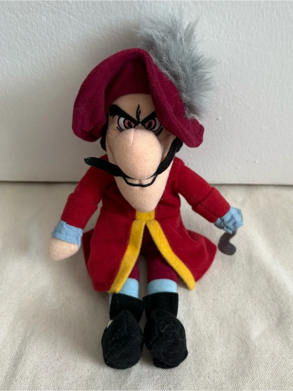 Disney Peter Pan Captain Hook Plush Stuffed Animal Red Coat Hook Hand Small 2014
